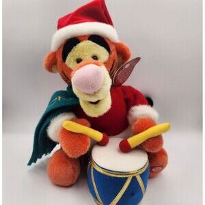 2001 Disney Store Tigger Drummer Plush 11.5" Musical Motion Activated Christmas